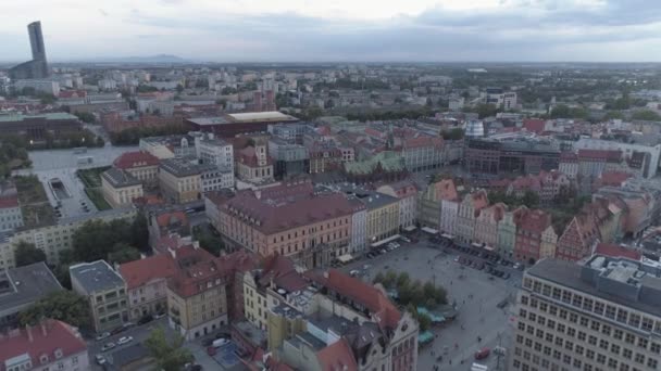Vue Aérienne Vieille Ville Wroclaw Bonsoir — Video