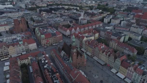 Vista Aérea Plaza Del Mercado Del Casco Antiguo Wroclaw Buenas — Vídeo de stock