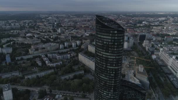 Mrakodrap Nebeského Věže Městské Panorama Wroclaw Letecký Pohled Polsko — Stock video