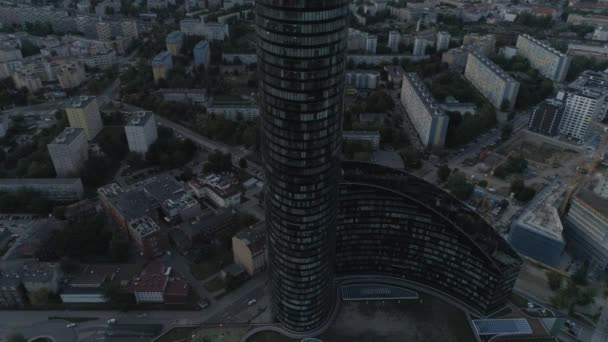 Wolkenkrabber Sky Tower Wroclaw City Panorama Luchtfoto Polen — Stockvideo