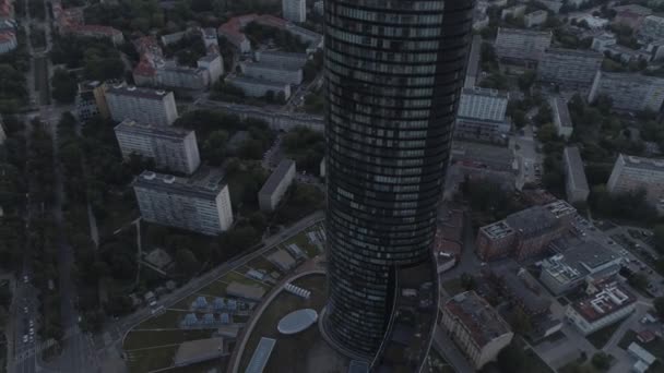 Sky Tower Gökdeleni Wroclaw Şehir Panoraması Havadan Görünüm Polonya — Stok video