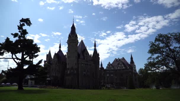 Clips Beautiful Fairytale Castle Moszna Poland — Stock Video