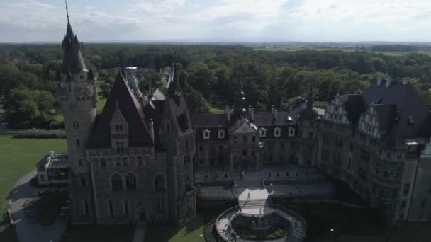 Aerial View Beautiful Fairytale Castle Moszna Poland — Stock Video