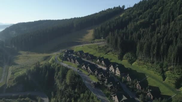 Luchtbeelden Bukovel Meest Populaire Bergresort Oekraïne — Stockvideo