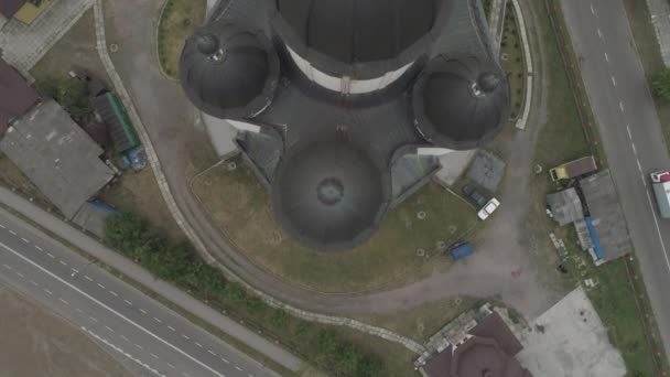 Aerial Footage Biggest Church Chervonograd Town — Stock Video