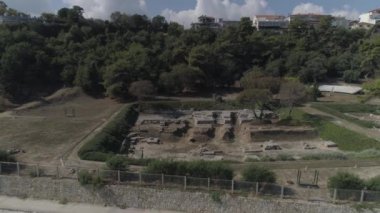 Hava görüntüleri. Ammon Tapınağı 'nın kalıntıları Zeus, Kallithea, Yunanistan.