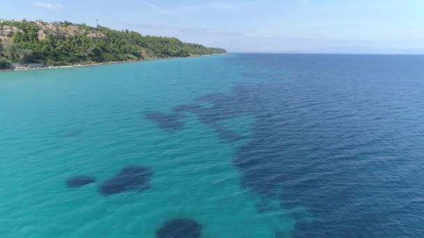 Aerial View Calm Clear Blue Sea Water — Stock Video