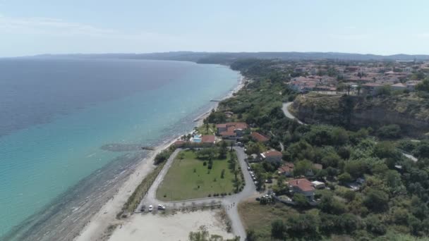 Luchtfoto Van Afitos Traditioneel Dorp Kassandra Halkidiki Griekenland — Stockvideo