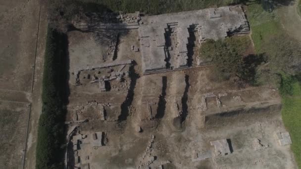 Nagranie Powietrza Ruiny Świątyni Ammon Zeus Kallithea Grecja — Wideo stockowe