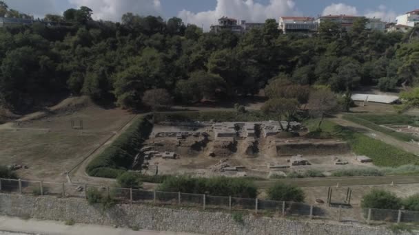 Rekaman Udara Reruntuhan Kuil Amon Zeus Kallithea Yunani — Stok Video