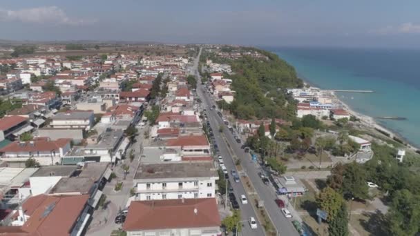 Kallithea Köyünün Havadan Görünüşü Halkidiki Yunanistan — Stok video