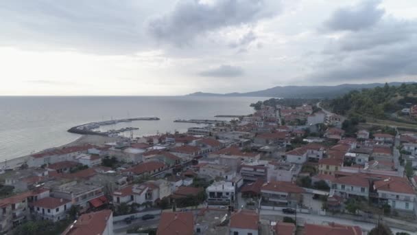 Aerial View Nea Skioni Village Kassandra Peninsula Greece — Stock Video