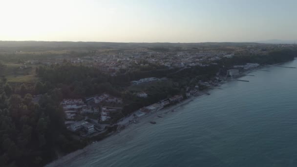 Aerial View Kallithea Village Halkidiki Greece — Stock Video