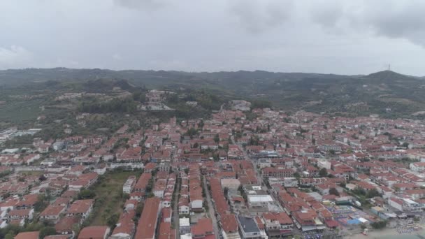 Vista Aérea Del Pueblo Pefkochori Una Las Zonas Turísticas Más — Vídeos de Stock