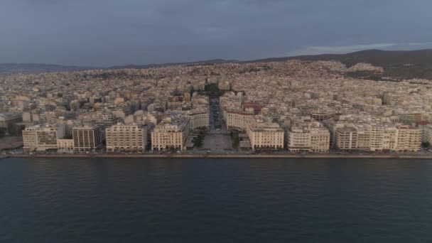 Légi Arisztotelész Tér Thesszaloniki Város Szíve Görögországban Naplemente — Stock videók