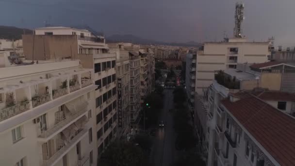 Flygfoto Över Thessaloniki Stad Grekland Solnedgång — Stockvideo