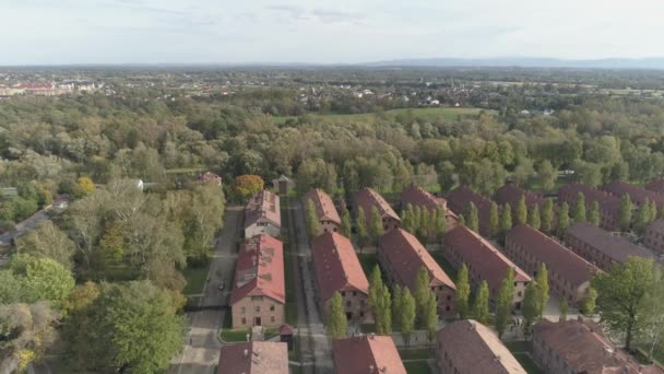 Вид Повітря Освенцім Біркенау Нацистський Концтабір Польщі — стокове відео