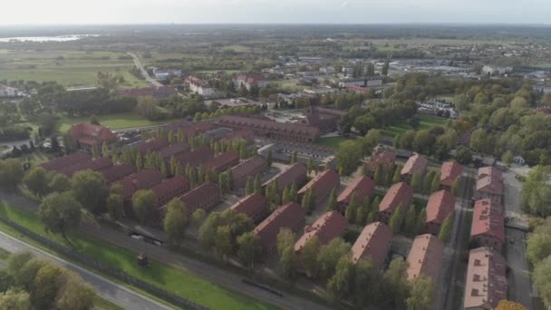 Vista Aérea Auschwitz Birkenau Campo Concentración Nazi Polonia — Vídeo de stock