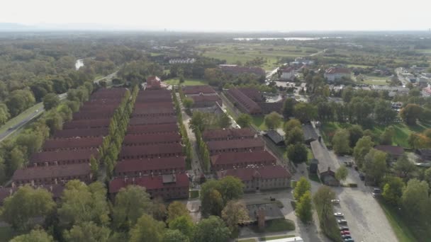 Vista Aérea Auschwitz Birkenau Campo Concentración Nazi Polonia — Vídeo de stock