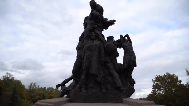 ナチズムの犠牲者への記念碑 キエフのベビー イヤー記念公園 ジンバルショット — ストック動画