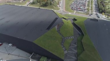 Uluslararası Kongre Merkezi 'nin Hava Görüntüsü. Katowice şehir merkezi, Polonya.