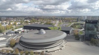 Uluslararası Kongre Merkezi ve Spodek Arena Kompleksinin Hava Görüntüleri. 