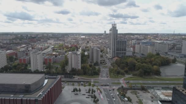 Vista Aerea Del Centro Katowice Zona Residenziale Polonia — Video Stock