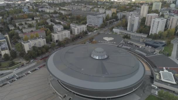 Vue Aérienne Aréna Légendaire Sports Divertissement Katowice Pologne — Video