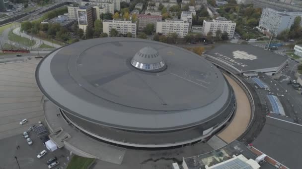 Vista Aérea Lendária Arena Esportes Entretenimento Katowice Polônia — Vídeo de Stock
