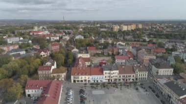 Oswiecim 'in Hava Görüntüsü, Auschwitz Nazi Toplama Kampı' nın yanındaki kasaba..