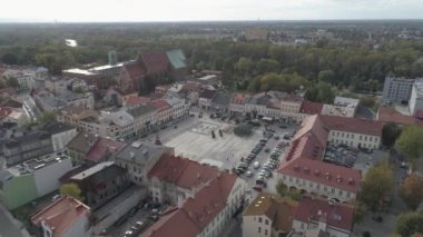 Oswiecim 'in Hava Görüntüsü, Auschwitz Nazi Toplama Kampı' nın yanındaki kasaba..