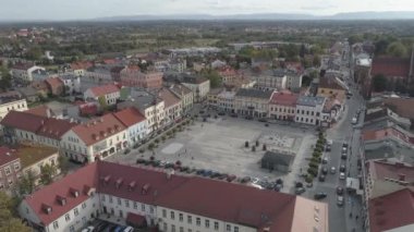 Oswiecim 'in Hava Görüntüsü, Auschwitz Nazi Toplama Kampı' nın yanındaki kasaba..
