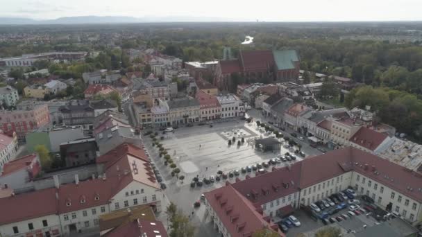 Vista Aérea Oswiecim Ciudad Lado Del Campo Concentración Nazi Auschwitz — Vídeos de Stock