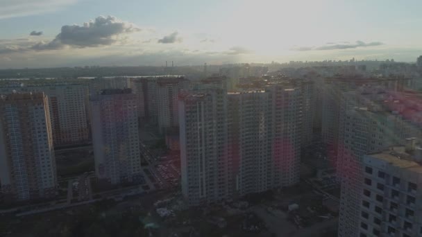 Αεροφωτογραφία Του Νέου Κατοικημένη Περιοχή Πολλές Πολυκατοικίες Κίεβο Ουκρανία — Αρχείο Βίντεο
