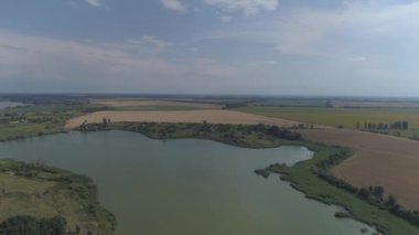Resimli buğday tarlası. Hava görünümü