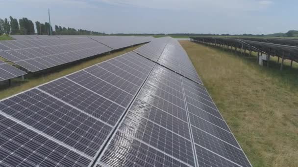 Aérien Voler Dessus Des Panneaux Solaires Générant Centrale — Video