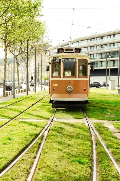 Nisan Porto Portekiz Güzel Eski Tarihi Tramvay Porto Portekiz — Stok fotoğraf