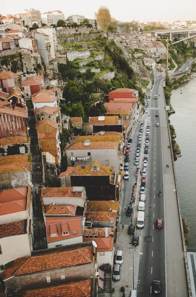 Krásné Panoráma Porto Červenými Střechami Železnice Pohled Shora — Stock fotografie