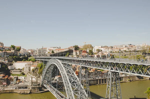 Panoráma města Porto s eiffel bridge — Stock fotografie