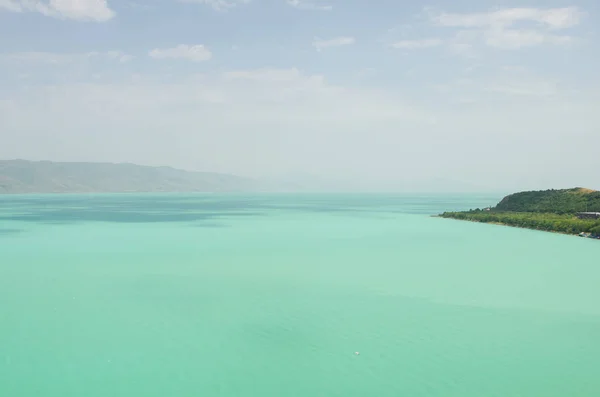 stock image beautiful view to lake and mountains in Sevan city Armenia 