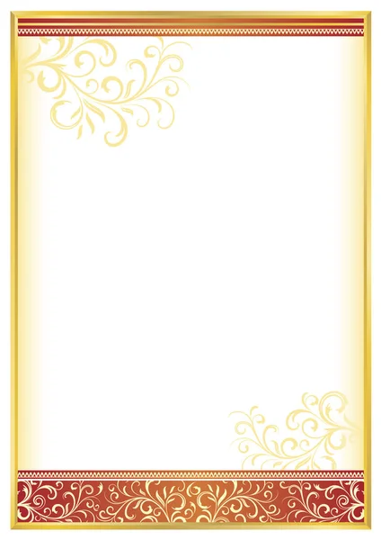 Zlatá Dekorativní Obdélníkový Rámec Abstraktní Květinové Prvky Šablona Diplom Certifikát — Stockový vektor