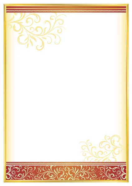 Marco Rectangular Decorativo Dorado Elementos Florales Abstractos Plantilla Para Diploma — Archivo Imágenes Vectoriales