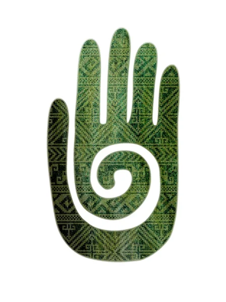 Dłoń Starożytny Symbol Indian Amerykańskich Wyblakły Wzór Etniczne Shirt Obraz — Zdjęcie stockowe