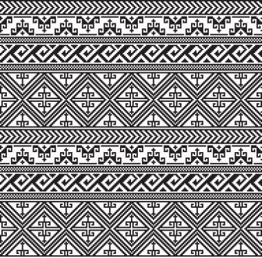 Dikişsiz Siyah geometrik desen. Amerikan yerlileri etnik tarzı. Nakış taklit.