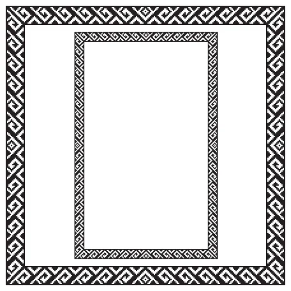 Cadres Carrés Rectangulaires Noirs Avec Motif Géométrique Ethnique — Image vectorielle