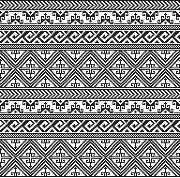 Seamless Black Geometric Pattern American Indians Ethnic Style Embroidery Imitation — Stock Vector