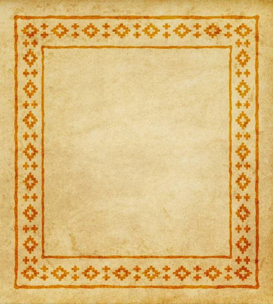 在一张羊皮纸上装饰民族边界 美国原住民风格 — 图库照片