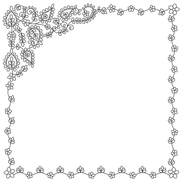 Black White Square Floral Frame Thai Style Pattern Embroidery — Stock Vector