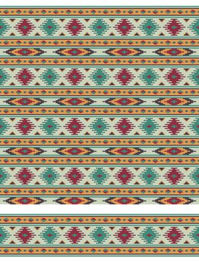 Kesintisiz geometrik etnik desen ve sınır. Desen fırçası bulunur.