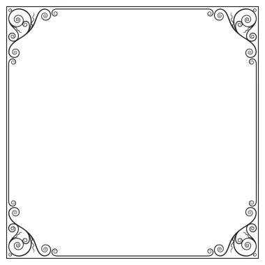 Etiket, sertifika, kart için dekoratif siyah kare çerçeve. 